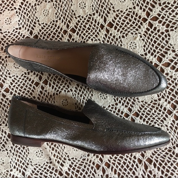 kate spade Shoes - NEW KATE SPADE silver metallic sparkle loafer flat